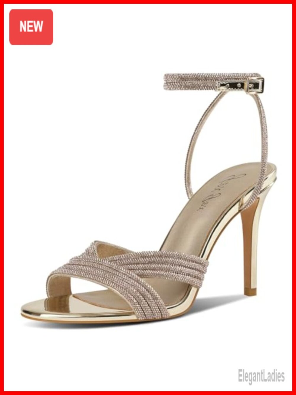 Women's Rhinestone High Heel Sandals Stiletto Ankle Strap Open Toe Dressy